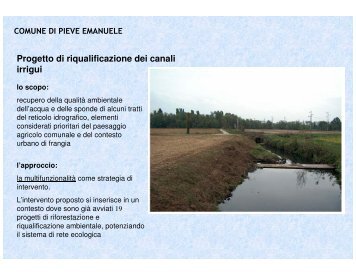 Progetto di riqualificazione dei canali irrigui - Provincia di Milano