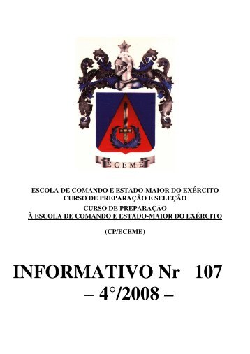 INFORMATIVO Nr 107 – 4°/2008 – - Portal de Ensino do Exército