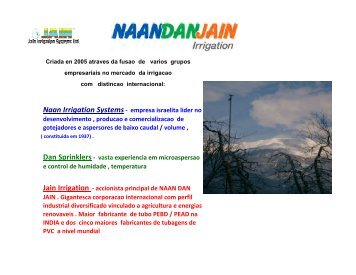 Consulte aqui o catálogo Jain Irrigation Systems - Regaosolo