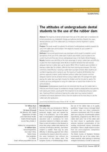 The attitudes of undergraduate dental students to the use of ... - CCS