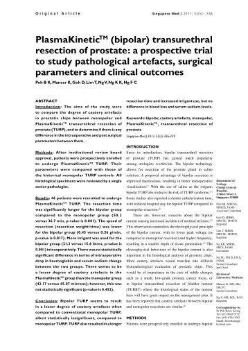 (bipolar) transurethral resection of prostate - Changi General Hospital