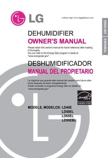 dehumidifier owner's manual deshumidificador ... - LG Electronics