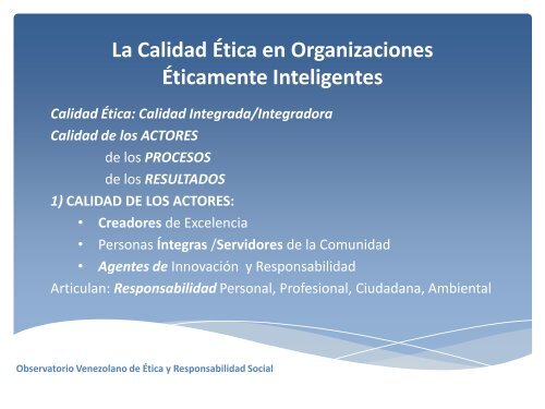 responsabilidad social y organización éticamente inteligente