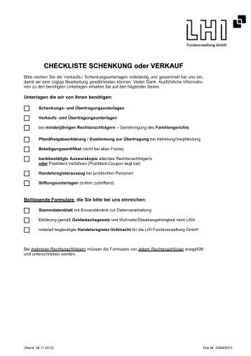 Checkliste Schenkung-Verkauf für Anleger_Stand 06.11.12