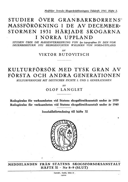 STORMEN 1931 HÄRJADE SKOGARNA I NORRA UPPLAND ...