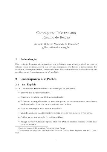 Resumo de Regras - Escola de Música da UFMG