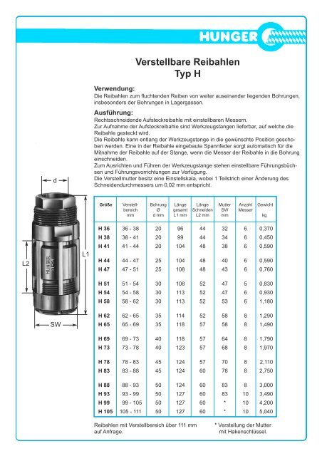 Download Prospekt Reibahlen Typ H - Ludwig Hunger