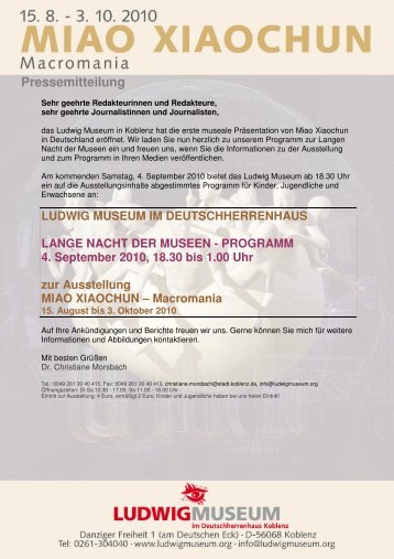 Programm ansehen - Ludwig Museum Koblenz