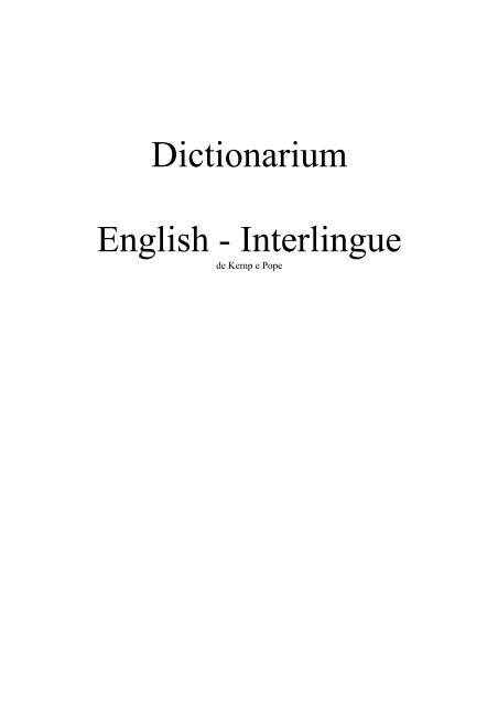 Dictionarium English - Interlingue