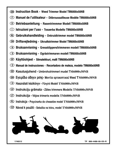 Instruction Book - Weed Trimmer Model TM6000x50NB Manuel de l ...