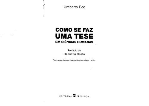 ECO, Umberto. Como se faz uma tese (livro - Sociologia e Política