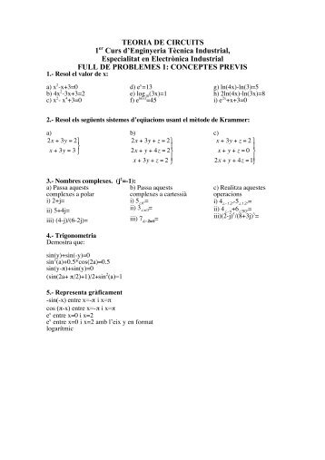 TEORIA DE CIRCUITS 1er Curs d'Enginyeria Tècnica Industrial ...