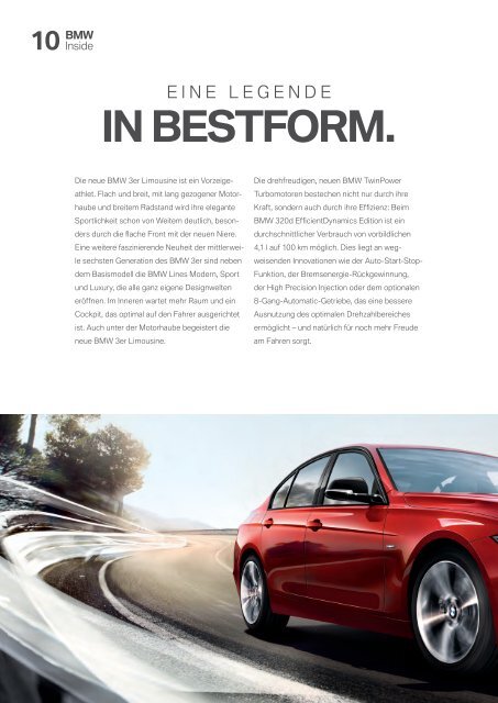 BMW INSIDE- In Bestform. Die neue BMW 3er Limousine