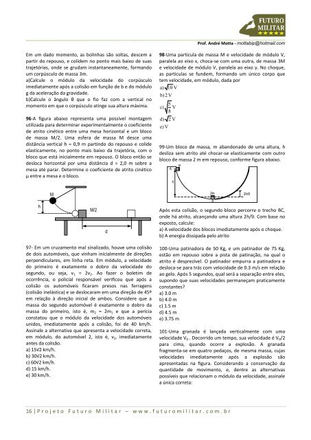 Exercícios de Física Dinâmica Impulsiva - Futuro Militar