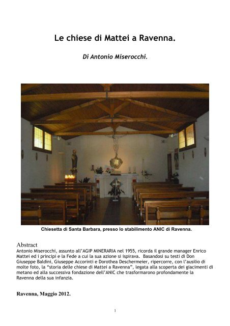 Le Chiese di Mattei a Ravenna. Di Antonio Miserocchi
