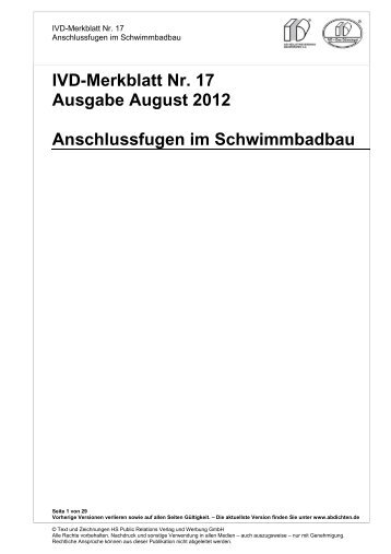 IVD-Merkblatt Nr. 17 Ausgabe August 2012 ... - Abdichten