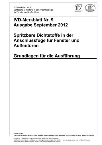 IVD-Merkblatt Nr. 9 Ausgabe September 2012 ... - Abdichten