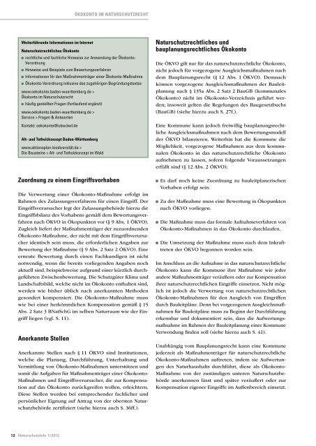 Naturschutz Info 1/2012 - Landesanstalt für Umwelt, Messungen und ...