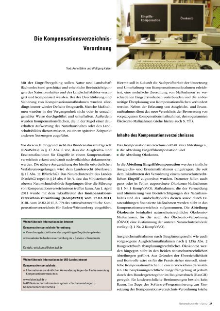 Naturschutz Info 1/2012 - Landesanstalt für Umwelt, Messungen und ...