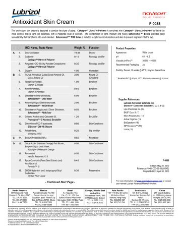 F-0088 Antioxidant Skin Cream - Lubrizol