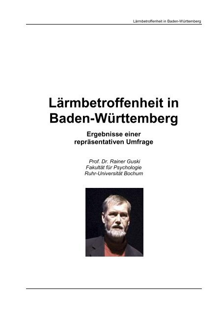 Lärmbetroffenheit in Baden-Württemberg Ergebnisse einer ...