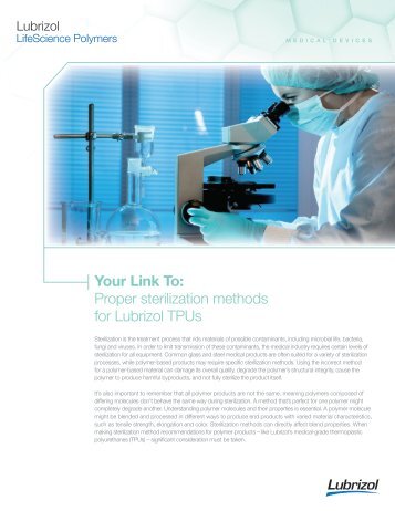 Your Link To: Proper sterilization methods for Lubrizol TPUs