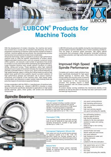 LUBCON Products for Machine Tools - eng - Lubricant Consult GmbH