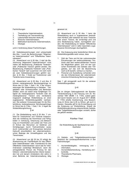 Heilberufsgesetz - Stand: 28 - Landestierärztekammer Hessen