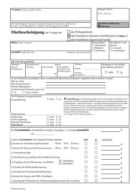 Kostenlose Mietbescheinigung Zum Ausdrucken