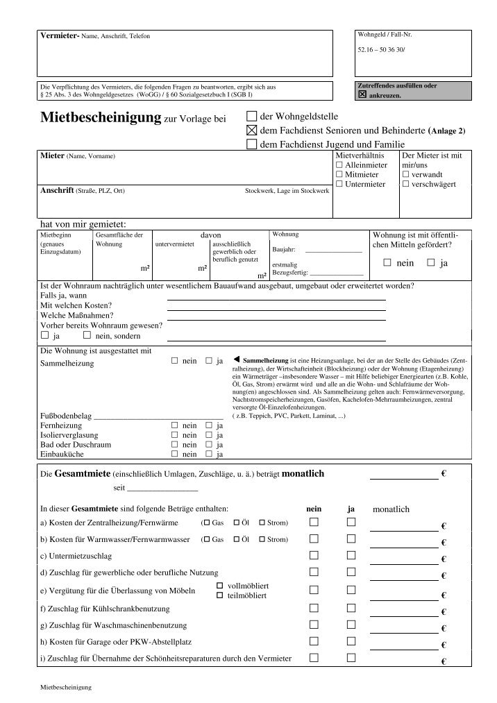 Mietbescheinigung