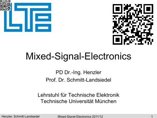 Mixed-Signal-Electronics - Lehrstuhl für Technische - TUM