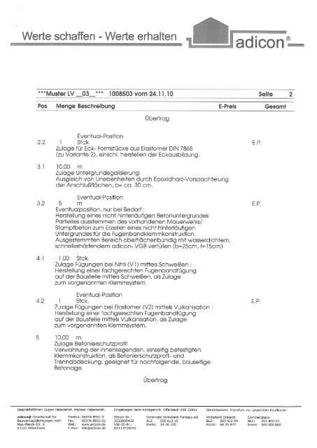 Fugenband-Klemmkonstruktion einseitig - Adicon