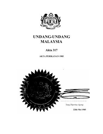 Akta Perikanan 1985 - Jabatan Taman Laut Malaysia