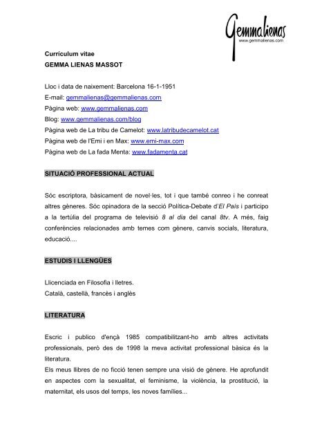 Currículum vitae - Associació d'Escriptors en Llengua Catalana