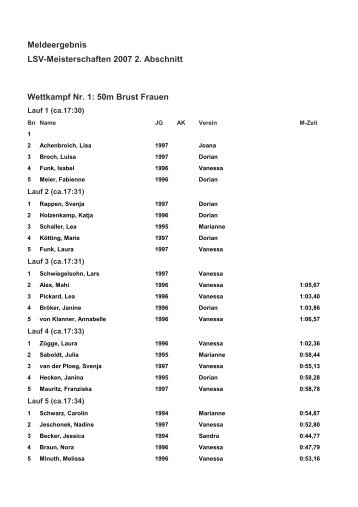 Meldeergebnis LSV-Meisterschaft 2007 - Lsv02.de