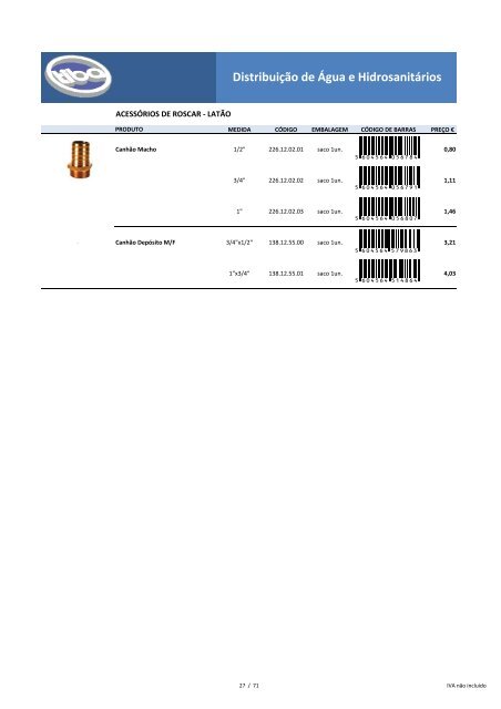 Distribuição de Água e Hidrosanitários