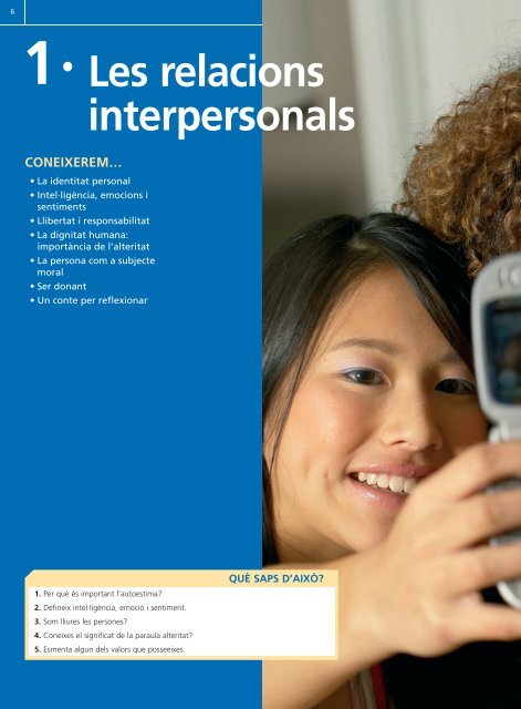 1 · Les relacions interpersonals - Editex