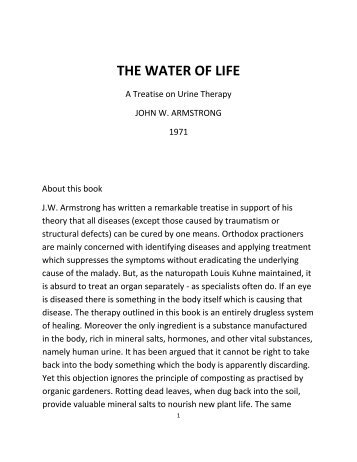 THE WATER OF LIFE - Thought for Food
