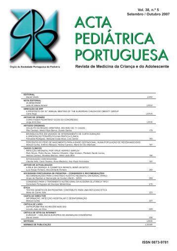 Acta Ped Vol 38 N 5:Acta Ped Vol 38 N 5 - Sociedade Portuguesa ...