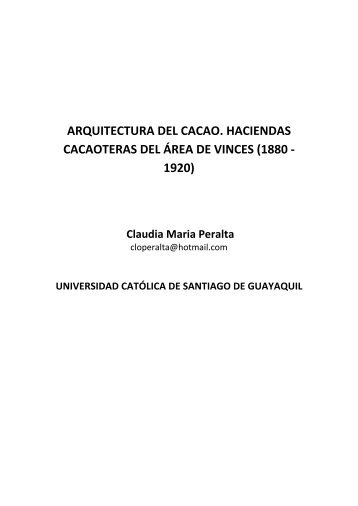 arquitectura del cacao. haciendas cacaoteras del área de vinces