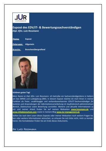 Exposé Sachverständiger (PDF) - Dipl.-Kfm. Lutz Ressmann