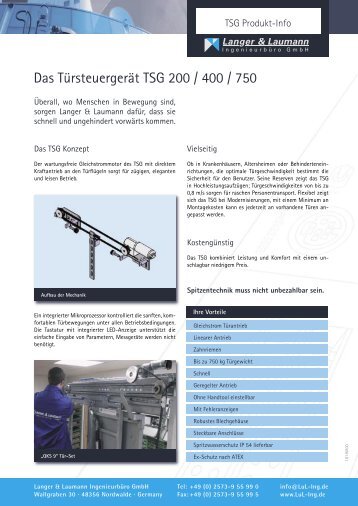 TSG 200 / 400 / 750 - Prospekt - Langer & Laumann Ing. Büro GmbH