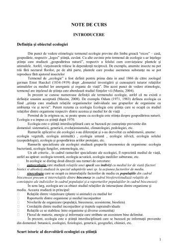 Ecologie - UBM :: Departamentul de Chimie-Biologie