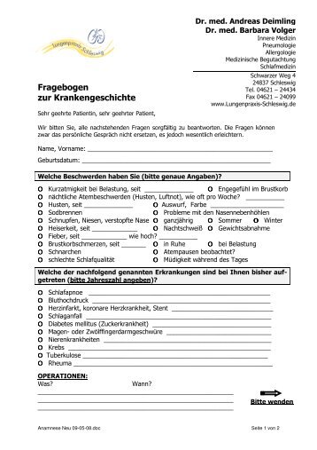 Anamnesebogen (PDF-File) - Lungenpraxis Schleswig