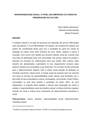 Responsabilidade Social: o papel das empresas culturais na ...