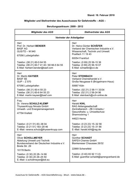 Mitglieder und Stellvertreter des Ausschusses für ... - abeKra