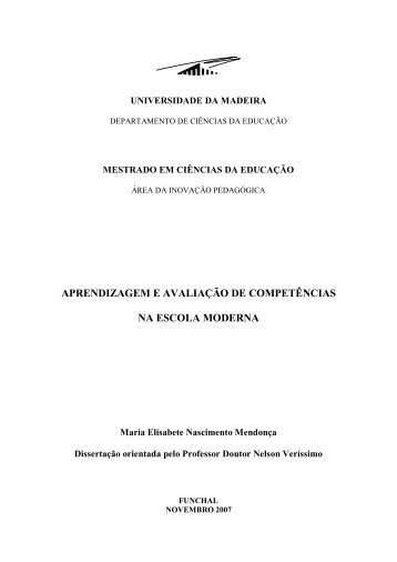 aprendizagem e avaliação de competências na escola moderna