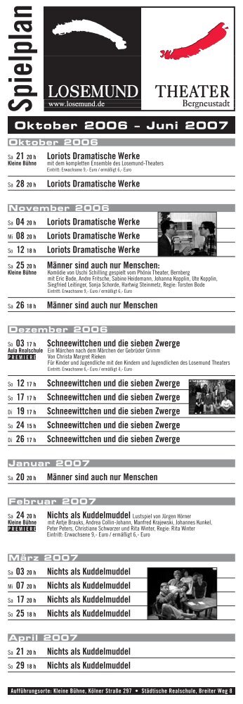 Spielplan - Losemund Theater