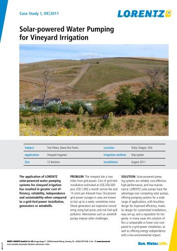 Solar-powered Water Pumping For Vineyard Irrigation In ... - Lorentz