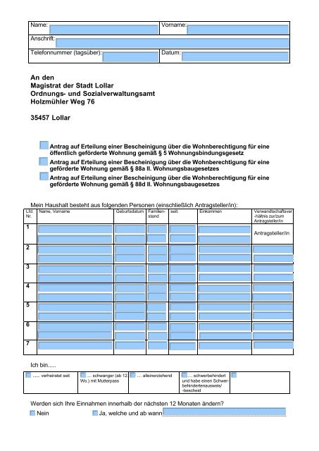 Wohnberechtigung - Stadt Lollar